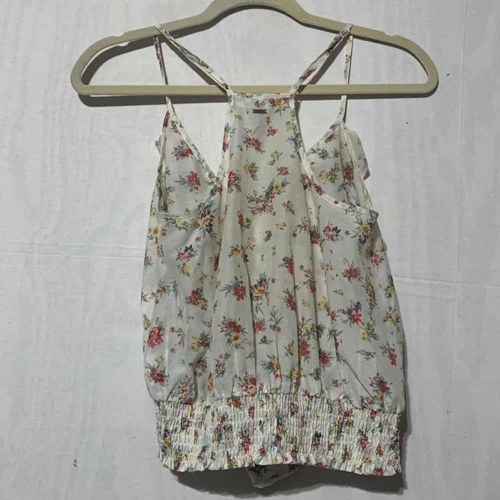 Guess Floral Ruffle Tank Top - Cream Multi - Picture 6 of 6